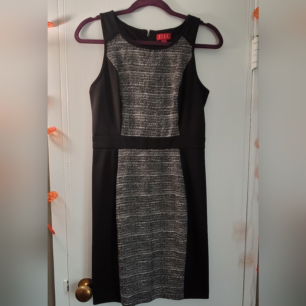 Elle Size 8 professional black/gray contrast dress